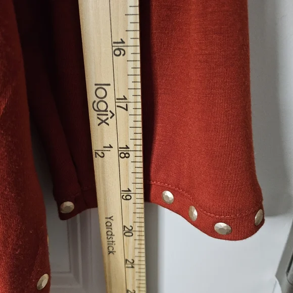 Ruby Rd Petite Studded Trim Blouse Rust Red Swing Top Large Petite Casual - Picture 10 of 11